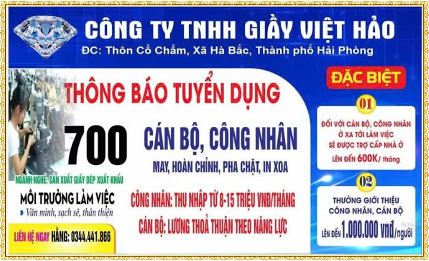 Hải phòng tuyển 700 cán bộ, công nhân may