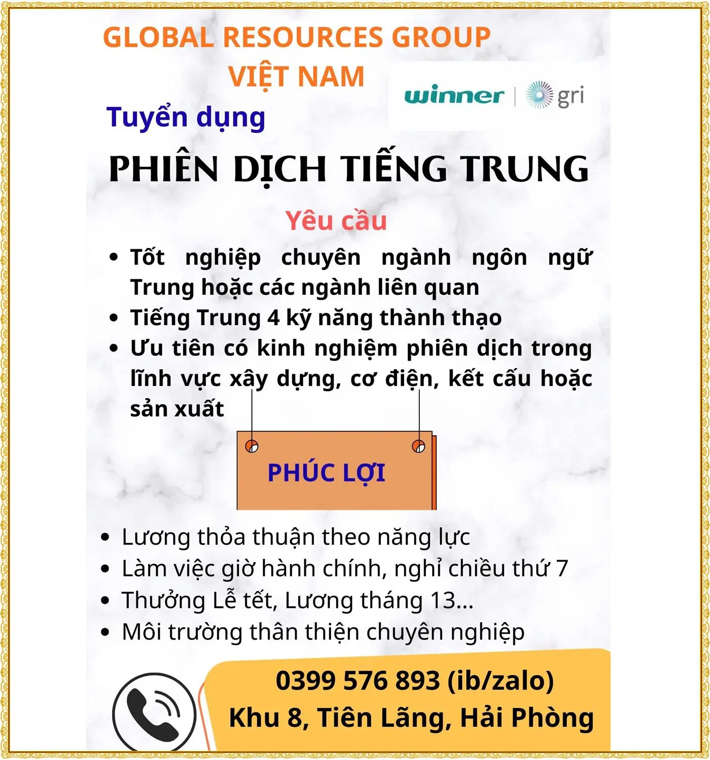 TUyển phiên dịch tiếng trung tại Hải Phòng
