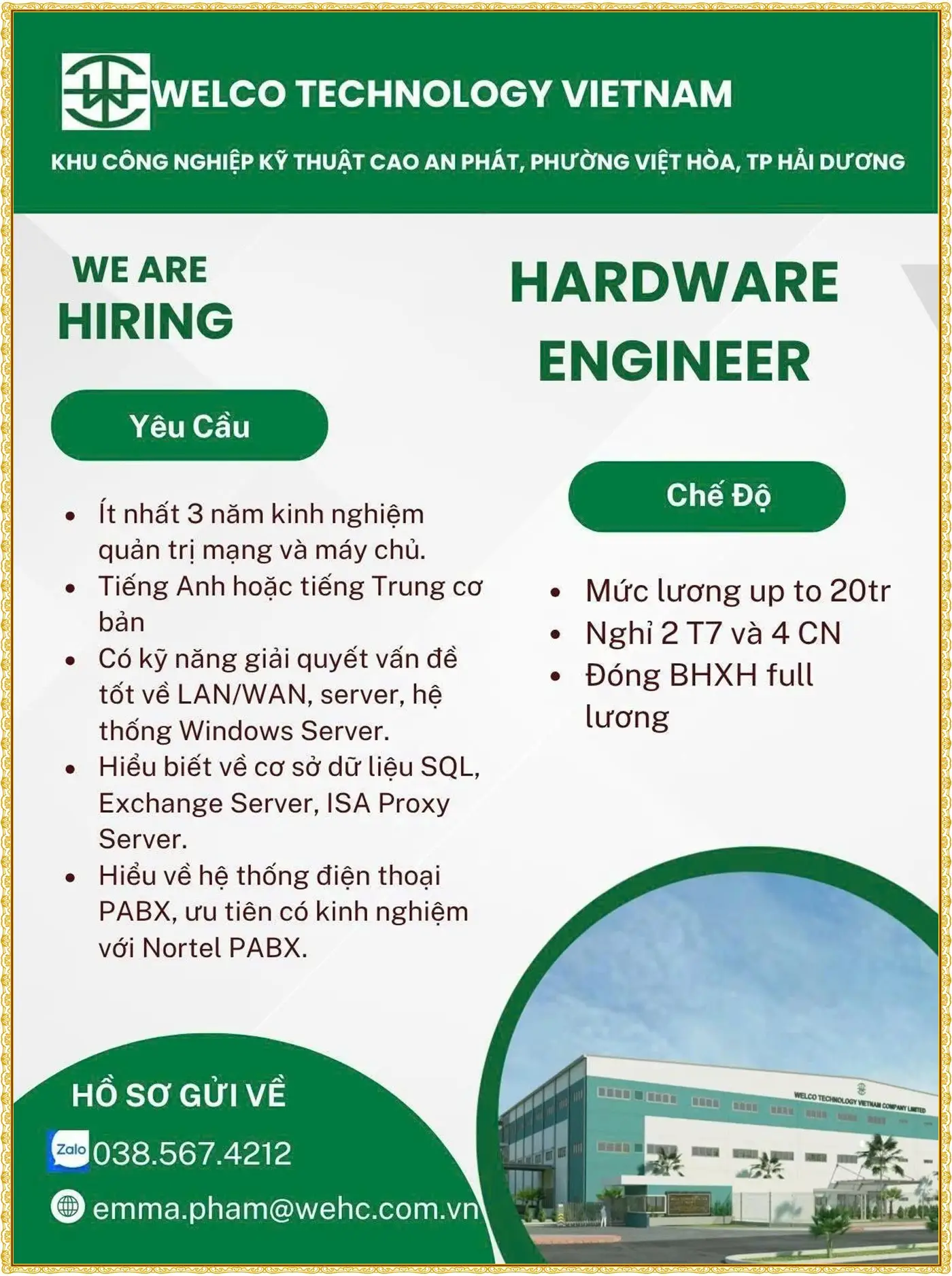 kcn An Phát, Hải Phòng tuyển gấp, lương cao