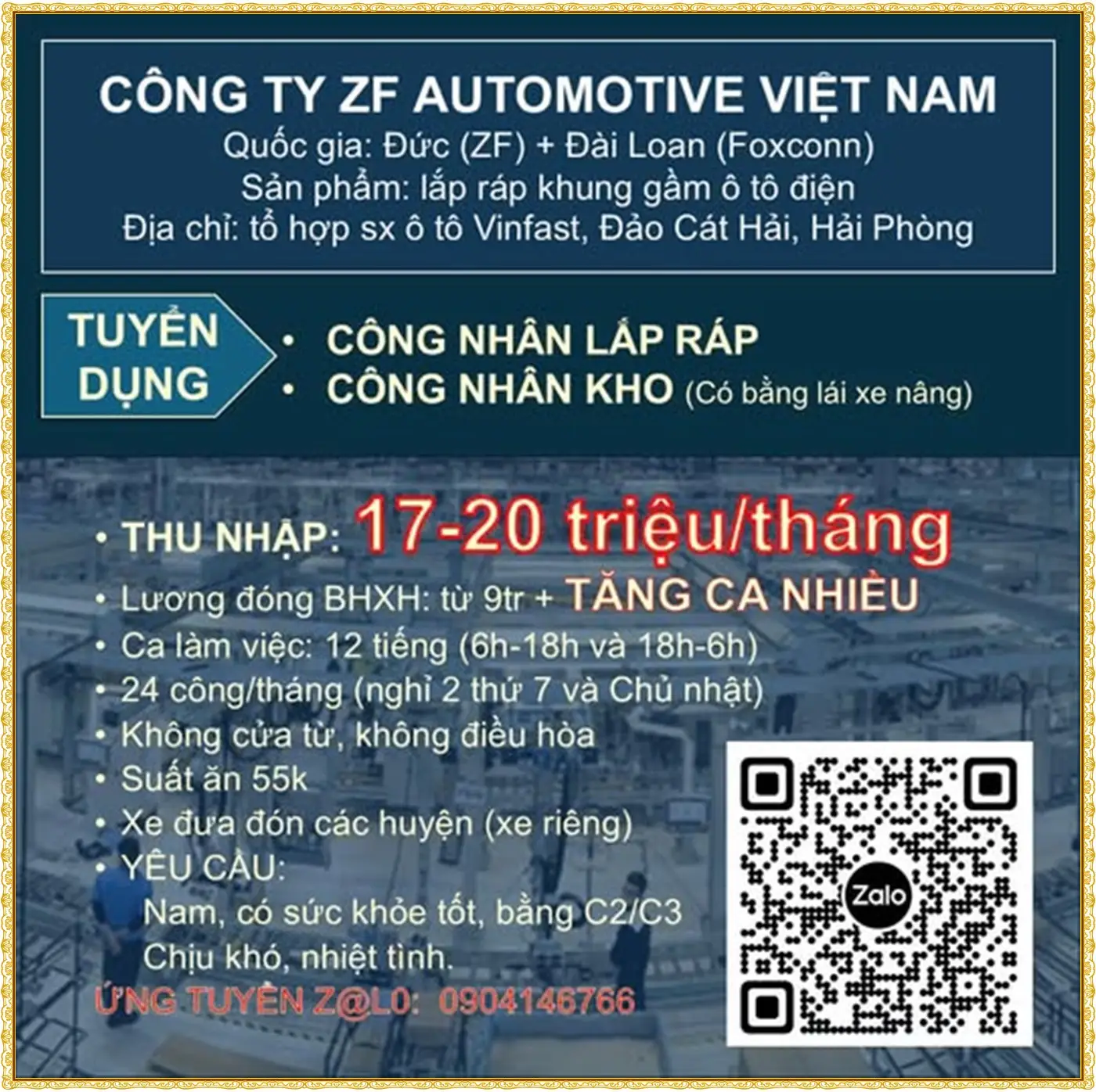 Hải Phòng tuyển Công nhân lắp ráp, công nhân kho