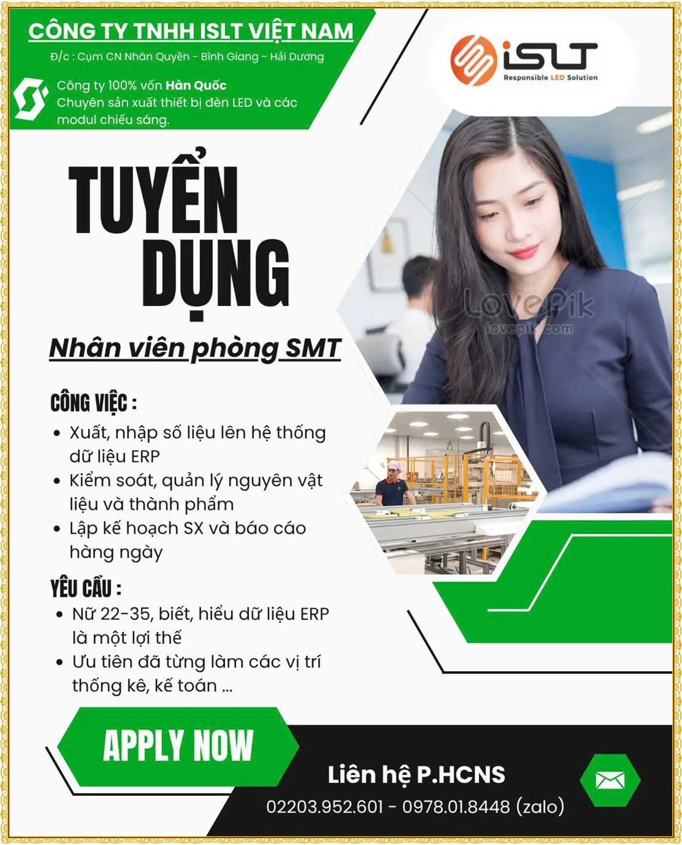 Tuyển dụng nhân viên SMT tại Hải Phòng