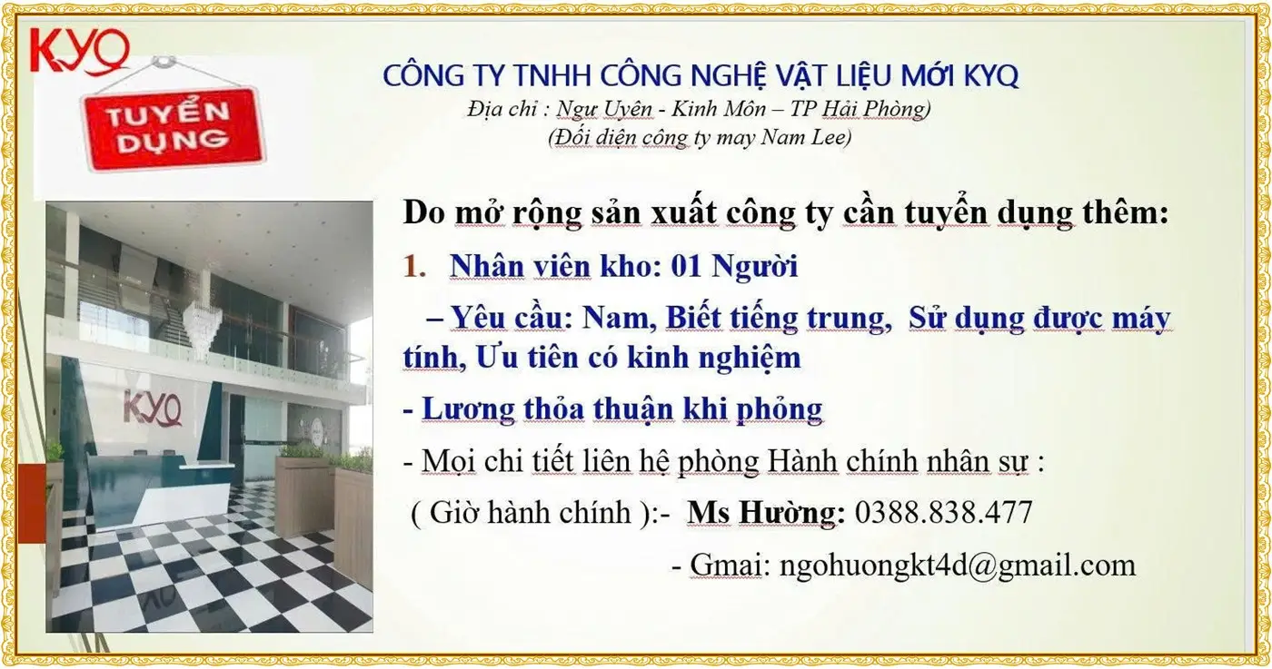 Tuyển nhân viên kho tại hải phòng