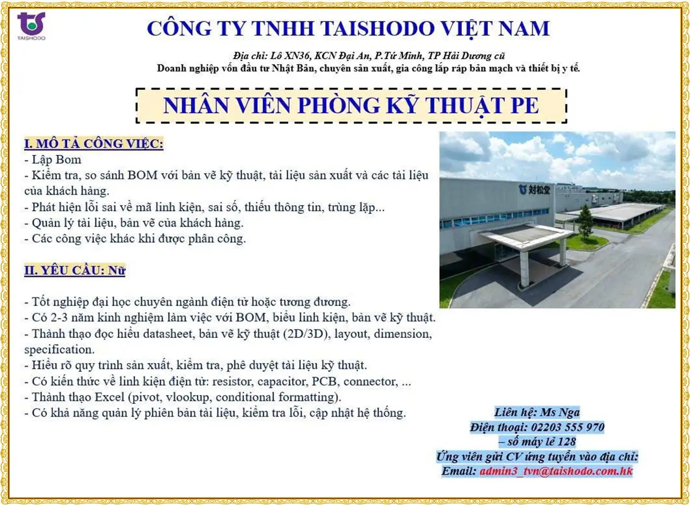 TUyển kỹ thuật PE