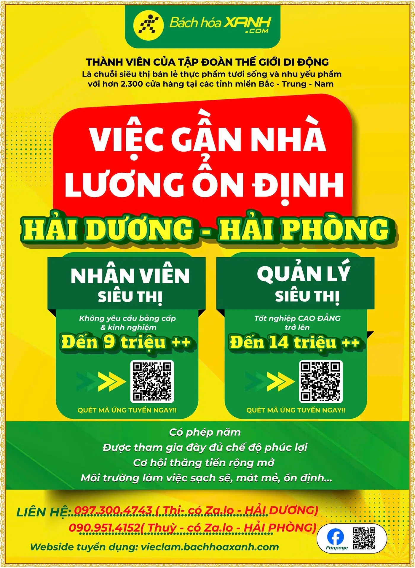 Hải Phòng tuyển nhân viên và quản lý siêu thị