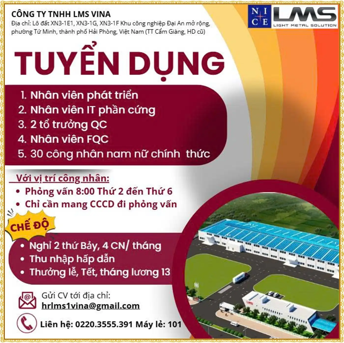 Hải Phòng tuyển nhân viên phát triển. IT, QC, FQC