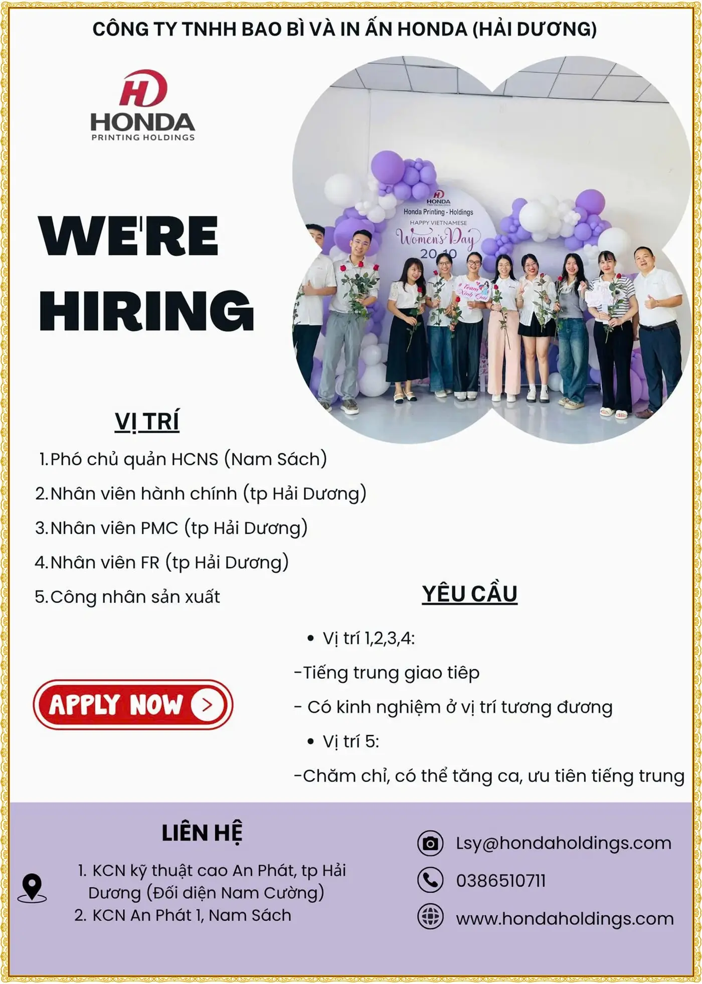 Hải phòng tuyển nhân viên hành chính, chủ quản nhân sự